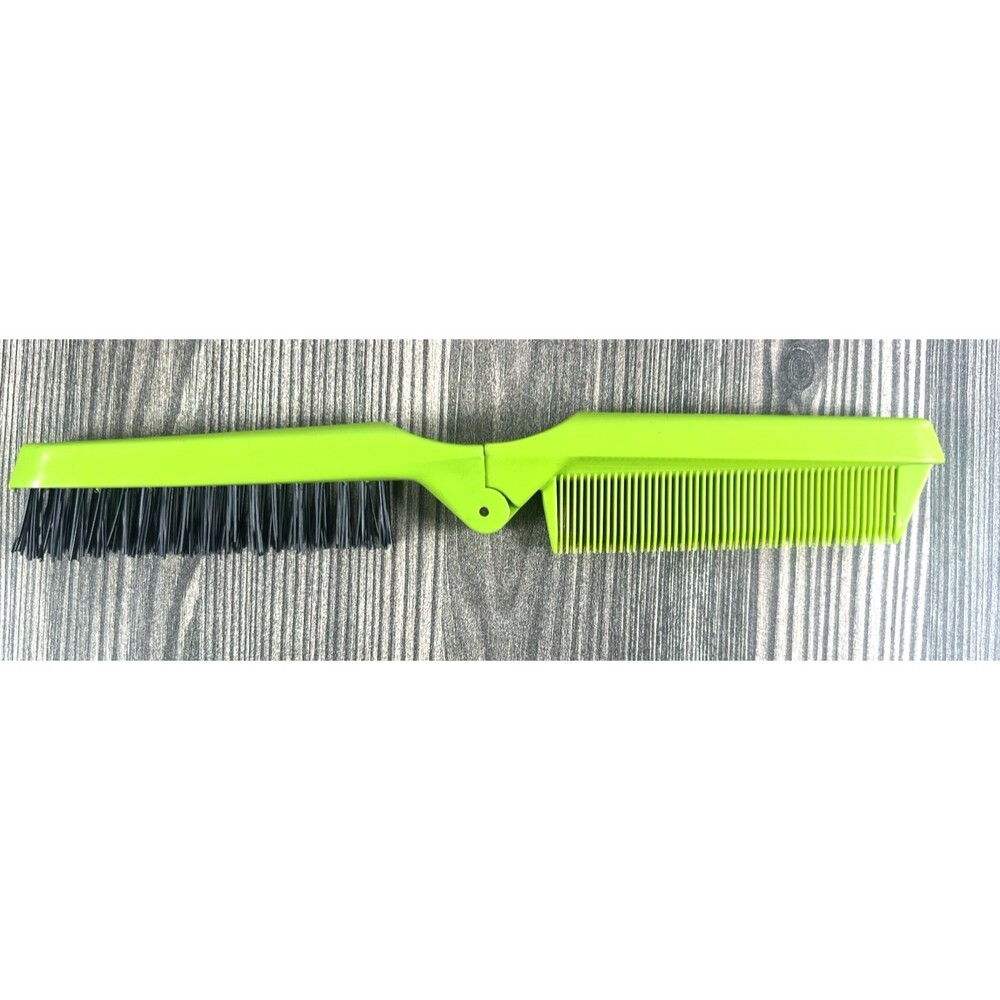 Green PRO 32 Vintage Folding Hair Brush & Comb Made in U.S.A. Pocket Travel